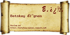 Betskey Ágnes névjegykártya